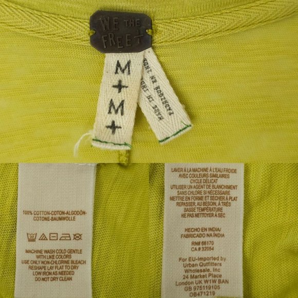 Free People We The Free T Shirt Womens M Yellow V Neck Distressed Long Sleeve - Picture 8 of 16